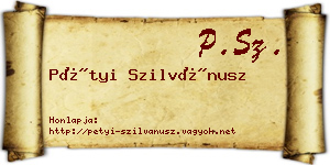 Pétyi Szilvánusz névjegykártya